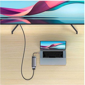 تصویر هاب 8 پورت USB-C باسئوس مدل WKWG050013 تیتانیومی هاب لپ تاپ USB Type-C 8 باسئوس تیتانیوم