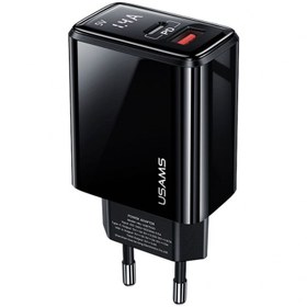 تصویر آداپتور دیواری فست شارژ یوسامز USAMS T40 QC3.0+PD Digital Display Fast Charger (EU) US-CC133 