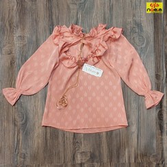 تصویر شومیز کراپ مجلسی دخترانه حریر طرح دار 45-60 سنین 4 تا 12 سال 