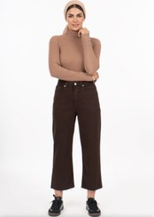 تصویر شلوار جین چیل کات قهوه ای 