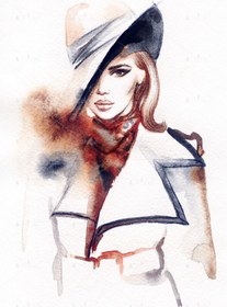 تصویر عکس با کیفیت خانم با مانتو سفید و کلاه کرم 