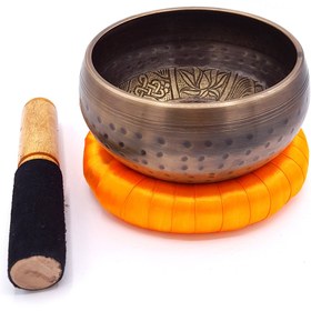 تصویر کاسه تبتی پنج بودا چکشی برنزی12cm 