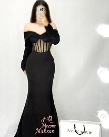 تصویر لباس مجلسی زنانه کرپ سایز ۳۴ تا ۴۸ رنگ مشکی 