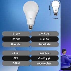 تصویر لامپ حبابی برند افتو 20 وات 