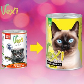 تصویر کنسرو پته ای گربه وکسی طعم مرغ و برنج 400 گرمی VEXI Cat adult With chicken 400 ML