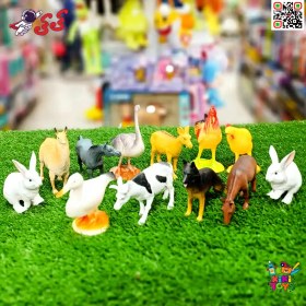 تصویر حیوانات اهلی و مزرعه اسباب بازی ست فیگور حیوانات 12 عددی FARM CUTE ANIMALS 1881 