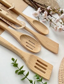 تصویر کفگیر های بامبو وارداتی - قاشقی ساده 