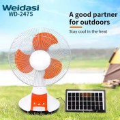تصویر پنکه شارژی ویداسی مدل WD-247 با پنل خورشیدی 