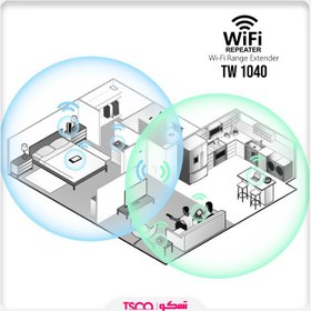 تصویر توسعه دهنده شبکه بی سیم تسکو مدل TW1040 TSCO TW1040 Wireless repeater router