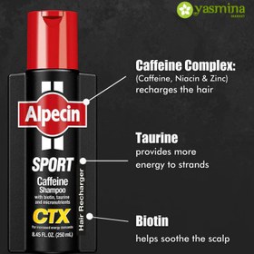 تصویر شامپو مو شاداب کننده کافئین سی تی ایکس آلپسین حجم 250 میل اورجینال ا CTX Caffeine refreshing shampoo Alpecin 250 ML CTX Caffeine refreshing shampoo Alpecin 250 ML