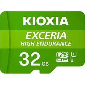 تصویر مموری کارت کیوکسیا مدل LMHE1G032GG2 Class10-U1 100MB/s با ظرفیت 32 گیگابایت KIOXIA EXCERIA HIGH ENDURANCE microSD Memory Card LMHE1G032GG2 Class10-U1 100MB/s 32GB