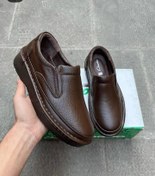 تصویر کفش پیاده روی طبی تمام چرم مدل ۳۹۰ رنگ قهوه ای سایز ۴۵ 