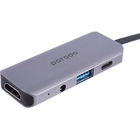 تصویر هاب ۴ پورت پرودو Porodo 4 in 1 HDMI 4K USB-C Hub PD-41CHB 