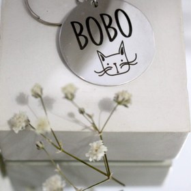 تصویر پلاک BOBO - 4.5 سانتی متر / 3 حک / نقره ای 