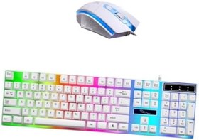 تصویر Hoement Mechanical Keyboard Wired Notebook Ergonomic Wired Office Keyboard Wired Laptop Keboard for Gaming Wired Computer Keyboard Gaming Keyboard Usb Keyboard White Mouse and Keyboard Led 