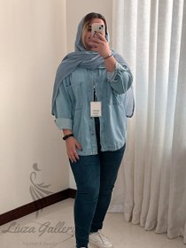 تصویر شومیز زنانه جین پایین هلال قد 70 آبی تیره رویال جین Royal Jeans کد 521342 