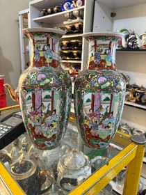 تصویر گلدان چینی گل مرغی قدیمی 