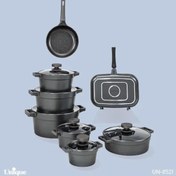 تصویر سرویس قابلمه یونیک مدل UN-8521 ۱۵ پارچه چدن دیاموند طوسی 