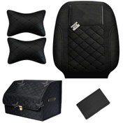 تصویر ست کامل روکش صندلی پژو 206 جودون مدل دیسکی مشکی 3 تکه (پشت گردنی رایگان) 