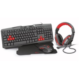 تصویر باندل گیمینگ هدست و کیبورد و موس و موس پد تراست Ziva Bandle Gaming Headset/Keyboard/Mouse/Mouse Pad Trust Ziva