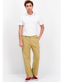 تصویر شلوار کتان ساده مردانه با فیت معمولی، خاکی برند esprit Men Regular Fit Plain Chino Pants, Khaki