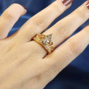 تصویر انگشتر تاج نگین دار مدل 201 