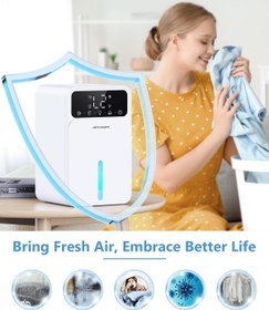 تصویر رطوبت‌گیر بی‌صدای JERVAMNI با حالت خواب و نور هفت رنگ JERVAMNI Quiet Dehumidifier with Sleep Mode & 7 Colors Light