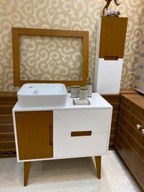 تصویر روشویی کابینتی آویسا 80 طرح چوب بدون شلف 