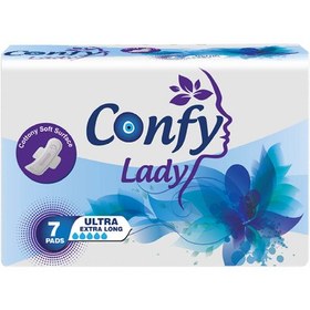 تصویر نوار بهداشتی لیدی مدل Ultra Extra Long بسته 7 عددی کانفی Confi lady sanitary napkin, Ultra Extra Long model, pack of 7