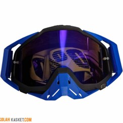 تصویر عینک موتور سواری کراسی 100% رنگ آبی مدل BLUE 102 Blue 100% cross motorcycle riding glasses model BLUE 102