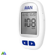 تصویر دستگاه تست قند خون آوان به همراه ۲۵ عدد نوار تست 