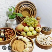 تصویر سینی سرو ۵ تکه چوبی گرد 