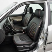 تصویر روکش صندلی ماشین شاهسوند مدل پژو 405 کوهان دار رنگ مشکی با نوار قرمز123 