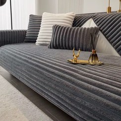 تصویر کاور مبل دکوراتیو ضد آب و ضد لک طرح راه راه سه لایه ترمزدار مناسب سه نفره 