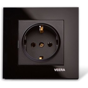 تصویر کلید و پریز ویرا مدل کریستال مشکی ا Veera Switch And Sockets Black Crystal Veera Switch And Sockets Black Crystal