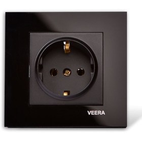 تصویر کلید و پریز ویرا مدل کریستال مشکی Veera Switch And Sockets Black Crystal