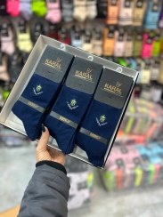 تصویر جوراب ساقدار نخی مردانه کلاسیک (جین تک‌رنگ) 