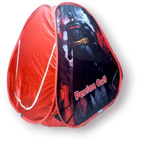 تصویر چادر بازی کودک فانتزی طرح بتمن اندازه ۱۳۰×۱۳۰ | بدنه مقاوم، فنر فولادی، طراحی کارتونی 