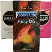 تصویر کاندوم فروتی میکس ساده حاوی کننده گوود لایف 12 عددی Condoms Good Life Fruity Mix 12Psc