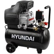 تصویر پمپ باد روغنی 24 لیتری هیوندای hp-2425a با قدرت 2.5 اسب بخار و دبی 200 لیتر در دقیقه و سیم پیچ مسی با موتور دینامی تحت لیسانس هیوندای کره با ضمانت 12 ماهه 