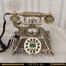 تصویر تلفن برنز رومیزی طرح چهار گوش کد ۱۸۴۱ 