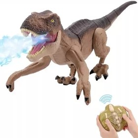 تصویر ربات اسباب بازی دایناسور کنترلی تیرکس Dinosaure T-REX دو رنگ سبز و قهوه ای 