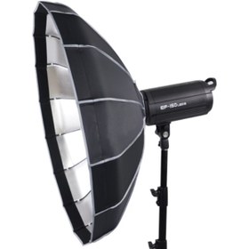 تصویر بیوتی دیش پرتابل 16 وجهی پارابولیک همراه با گرید Beauty Dish Silver 105 cm 