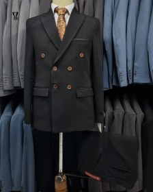 تصویر کت و شلوار دبل برست مشکی 