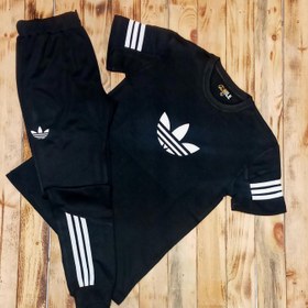 تصویر ست تیشرت شلوار مشکی مردانه آستین کوتاه Adidas مدل 1516 