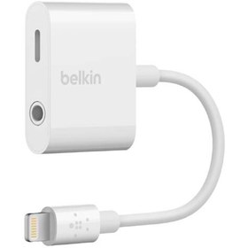 تصویر مبدل صدا و شارژ بلکین مدل Belkin RockStar 3.5mm Audio + Lightning Charge 