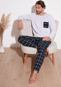 تصویر ست پیژامه فاق نرمال آستین بلند شطرنجی مردانه | بوراتی Buratti 6572001 