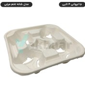 تصویر جالیوانی کاپ هولدر چهارتایی مدل شانه تخم مرغی رنگ سفید و مشکی کیفیت درجه یک 