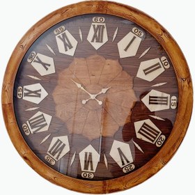 تصویر ساعت دیواری دکو پارس چوبی 90 سانتی رنگ طبیعی چوب Wallclock decoparsi