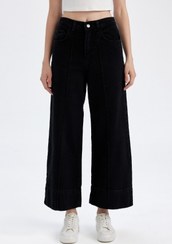 تصویر شلوار جین زنانه دفکتو مدل 24753 واید بگ مشکی 